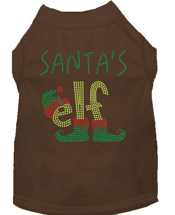 Santa's Elf Rhinestone Dog Shirt Brown XS